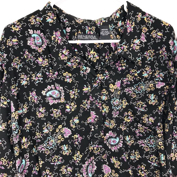 Vintage Generra Black Oversized Popover Tunic Top - Picture 2 of 7